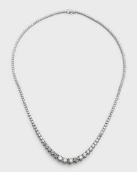 18K White Gold Graduated Diamond Tennis Necklace, 17"L, 10.17tcw