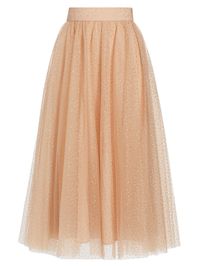 Women's Metallic-Dot Tulle Midi-Skirt - Gold Dot - Size 8