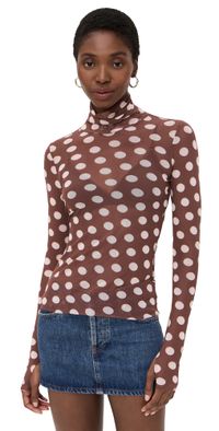 AFRM Zadie Top Chocolate Halo Dot XS