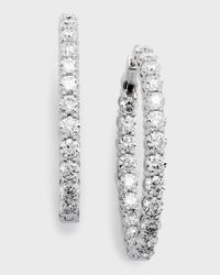 18K White Gold Diamond Hoop Earrings, 6.60tcw, 10.3"L