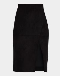 Siobhan Suede Front Slit Wrap Skirt