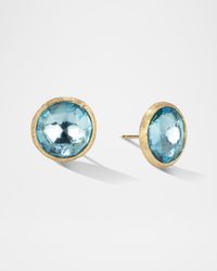 Jaipur 18K Yellow Gold Blue Topaz Large Stud Earrings