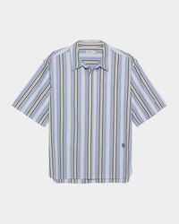 Men's Deacon Oversized Fit Poplin Stripe Short-Sleeve Shirt