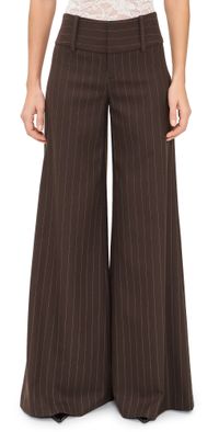 alice + olivia Olivia Wide Leg Flare Pants Dark Chocolate/Off White 2