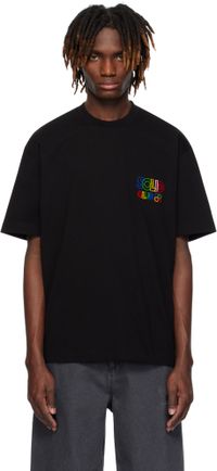Solid Homme Black Flocked-Logo T-shirt