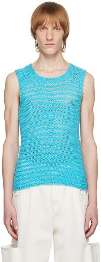 Situationist Blue Hand-Knit Tank Top