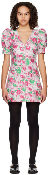 GANNI Silver & Pink Floral Minidress