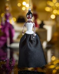 Fashionista in Black & White Gown Christmas Ornament