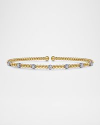 14K White and Yellow Gold Bujukan Diamond Stations Bangle