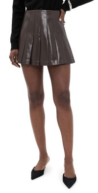 alice + olivia Carter Faux Leather Mini Skirt Dark Chocolate 10