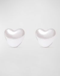 Pearly Heart Stud Earrings