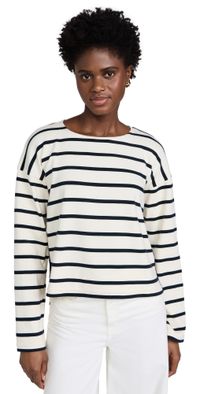 La Ligne Breton Long Sleeve Tee Ecru/Navy XL