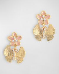 Butterfly with Enamel Flower Earrings