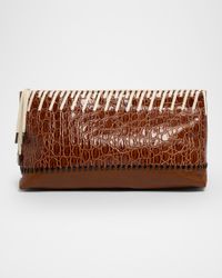 Embossed Leather Clutch Bag