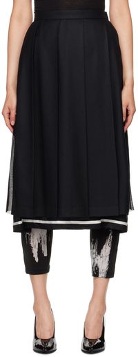 UNDERCOVER Black Pleated Midi Skirt