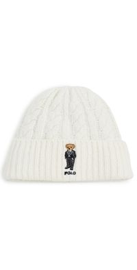 Polo Ralph Lauren Cable Tux Bear Beanie Cream One Size