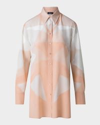 Chiaroscuro-Print Silk Crepe Tunic Blouse