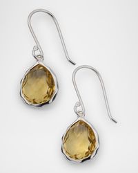 Rock Candy Mini Honey Citrine Teardrop Earrings in Sterling Silver