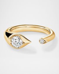 18K Yellow Gold LU Diamond Droplet Ring