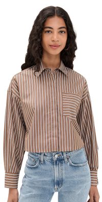 rag & bone Marin Cropped Striped Shirt Tbccs XL
