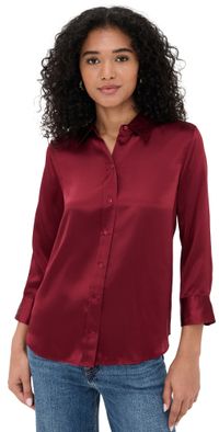 L'AGENCE Dani 3/4 Sleeve Blouse Black Cherry L