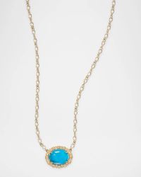 18K Yellow Gold Isla Diamond and Turquoise Pendant