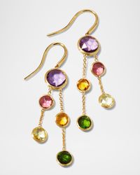 18K Yellow Gold Jaipur Blue Topaz Dangle Earrings