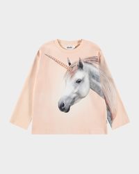 Girl's Mountoo Unicorn-Print Cotton Sweatshirt, Size 3-6