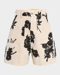 Sequined Linen Shorts