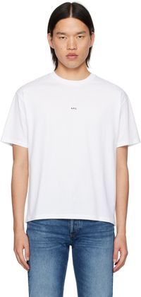 A.P.C. White Boxy Printed Micro Logo T-Shirt
