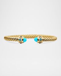 Renaissance Cable Bracelet with Gemstones in 18K Gold, 5mm