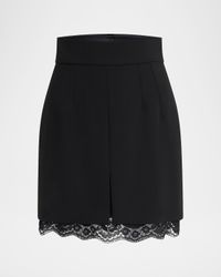 Lana Double Crepe Lace-Trim Mini Skirt