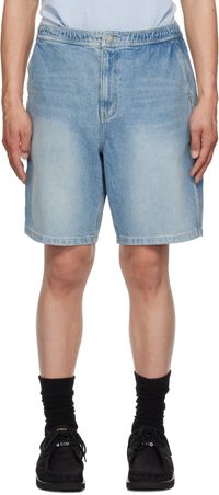Solid Homme Blue Elasticized Waist Denim Shorts
