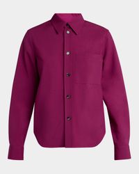Fine Viscose Silk Twill Button-Down Shirt