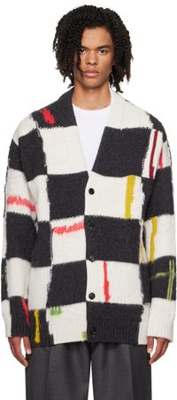 ZEGNA x The Elder Statesman White & Black Check Cardigan