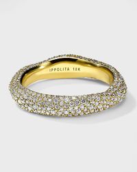 18K Rose Gold Stardust Large Flower Ring with Diamonds, Size 7