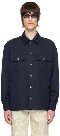 Drôle de Monsieur Chemise 'La surchemise laine' bleu marine