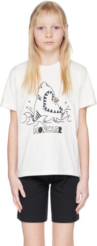 Moncler Enfant Big Kids White Embroidered Shark Motif T-shirt
