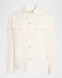Men's Linen Double-Pocket Button-Down Shirt