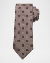 Men's Medallion Silk and Cotton Tie