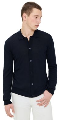 Orlebar Brown Tiernan Merino Button Polo Sweater Night Iris L