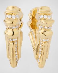 18K Yellow Gold White Diamond Brute White Crow Earrings
