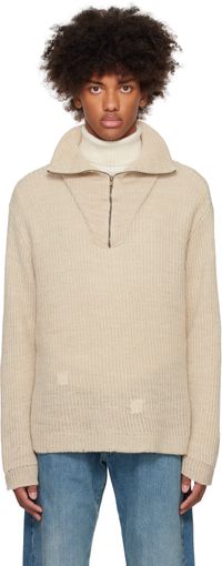 Maison Margiela Beige Summer Shetland Knit Sweater