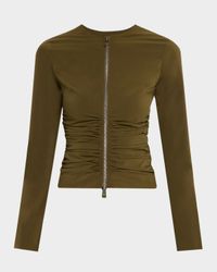 Ruched Zip-Front Top