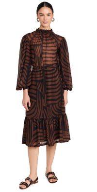 Andres Otalora Mil Y Un Trazos Dress Black And Brown Strokes 4