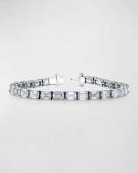 Platinum East-West Prong-Set Diamond Tennis Bracelet, 9.50tcw, 7"L