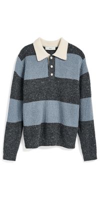 DUNST Unisex Chunky Rugby Sweater Soft Blue/Grey XL