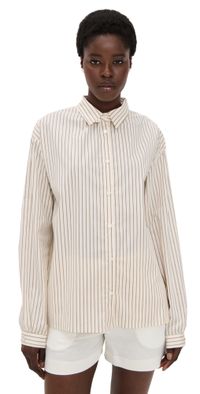 Simonett Stripe Oversized Blouse Brown One Size