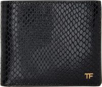 TOM FORD Black Printed Python Classic Bifold Wallet