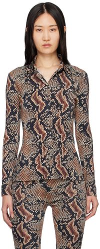 Atlein Black Snake Print Shirt